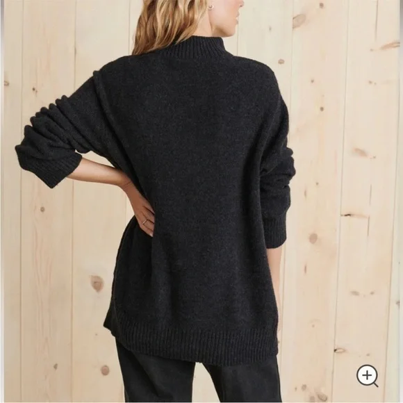 Jenni Kayne Sweater Oversized Cotton Ribbed Knit Alpaca Wool Charcoal XXS EUC - Picture 9 of 11